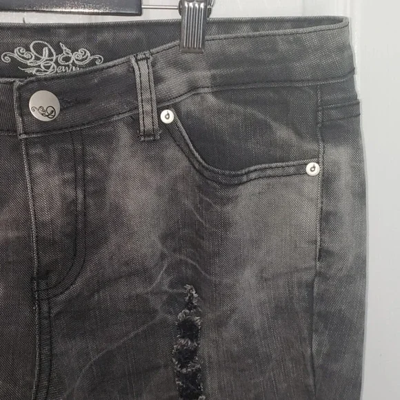 Do Denim Distressed Charcoal Grey Acid Wash Jeans - Picture 7 of 16